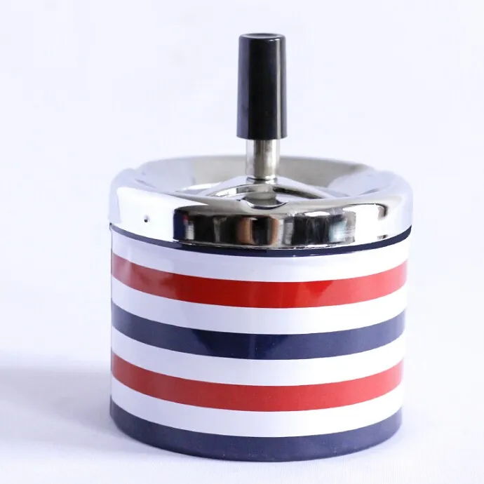 Creative Metal Plastic Round Ashtray with Lids Press Rotary Portable Cigarette Holder Car Ashtrey