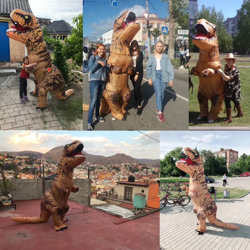 Maskottchen Puppenkostüm Maskottchen Kinder Dinosaurier Kostüme Erwachsene Dino T Rex Aufblasbares Kostüm Purim Halloween Party Kostüm für Karneval Anzug