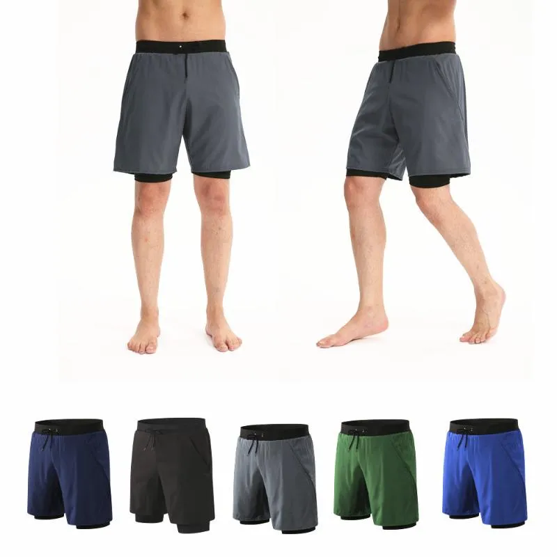 Vêtements de sport hommes short de basket-ball avec poches Double couche sport pantalon d'entraînement à séchage rapide pour courir vêtements de fitness