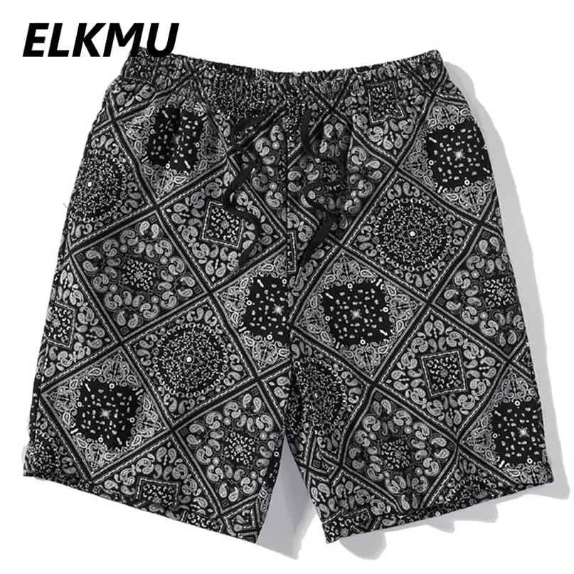 Elkmu hajuku streetwear shorts bandana paisley mönster mode sommar hip hop casual bottnar elastisk midja he917 210713