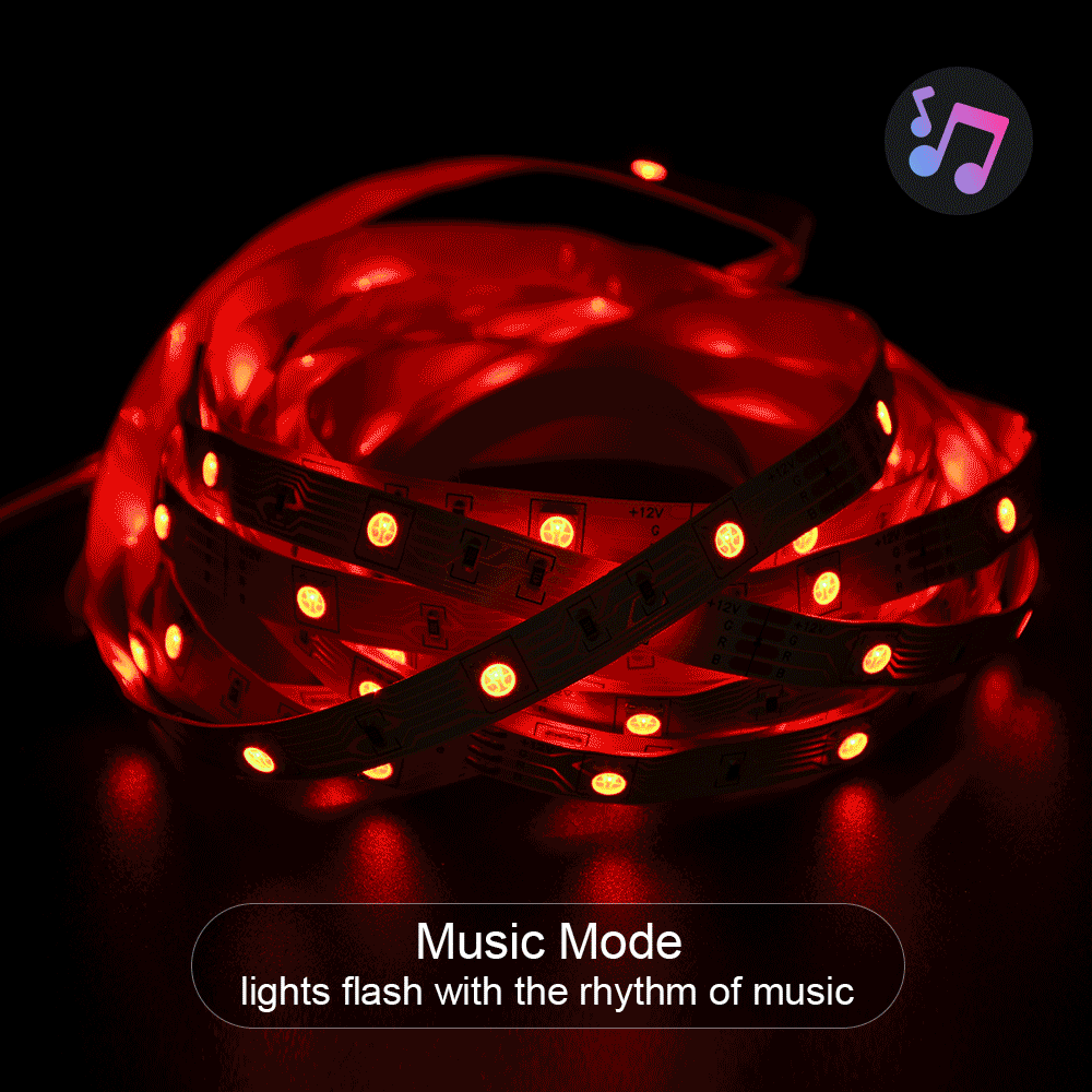 LED Strip Light RGB 5050 Music Sync Color Changing Built-in Mic App ...