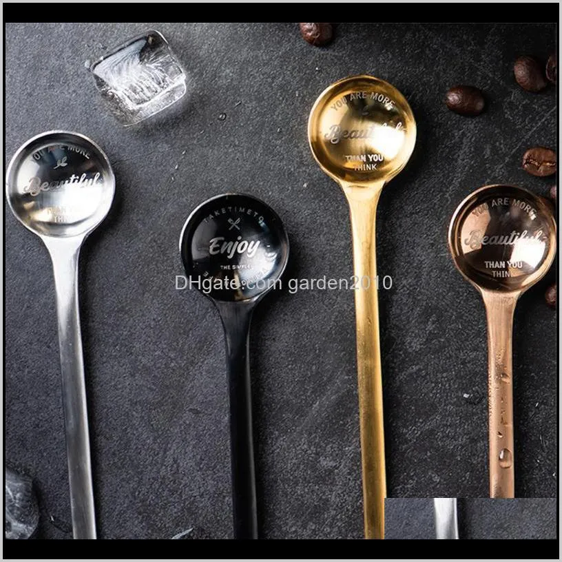 luxury stainless steel spoons coffee ice cream fruit dessert spoon rose gold black teaspoons tableware home decoration 1pc