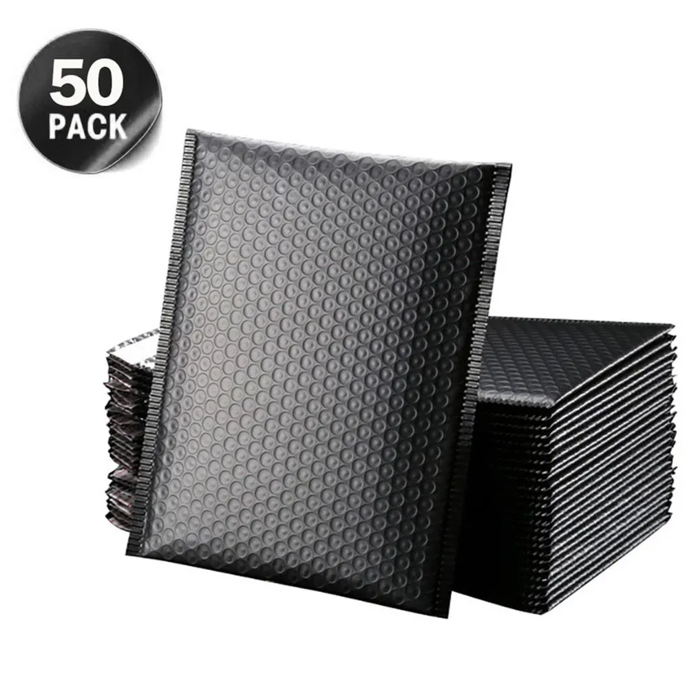 50 sztuk Białe Torby Poczta Bubble Havert Self Seal Black Foil Bubbles Mailer Do Pakowania Prezent Wyświetlane Poly Mailers Torba Ślubna Kopert