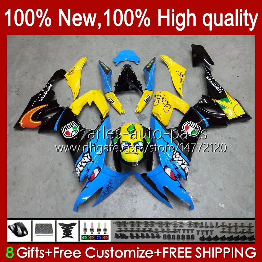 Bodys de Motocicleta para Kawasaki Ninja ZX1000C ZX-10R ZX 10R 10 R 1000 CC 08-10 Bodywork 56No.0 ZX10 1000CC ZX10R 08 09 10 ZX1000 2008 2008 2010 Jogo de Fairagem Tubarão Azul