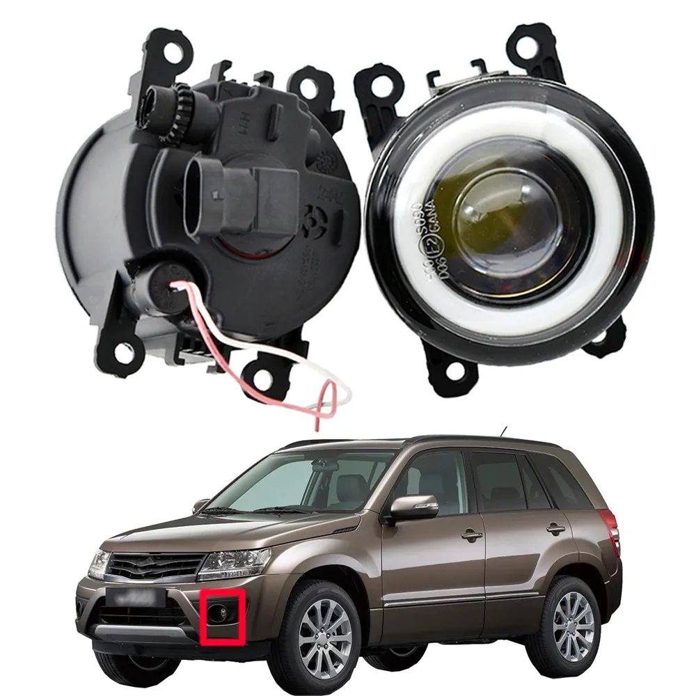 fog light for Suzuki Grand Vitara II JT 2005-2015 2 Pieces LED DRL high quality Fog-Lights Angel Eye 12v H11