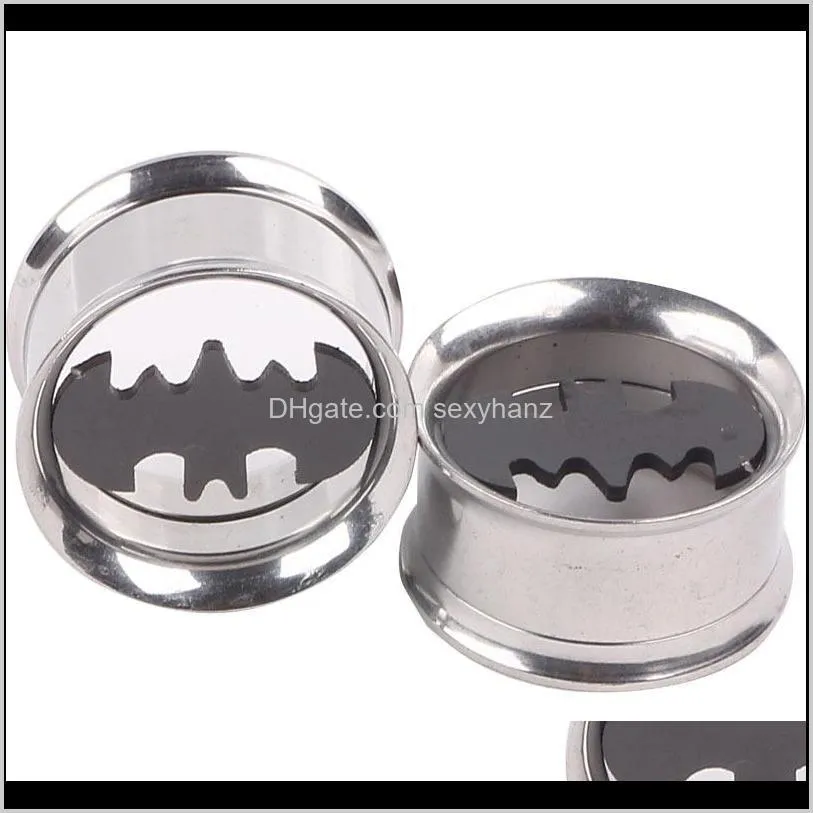 batman 316l stainless steel flare ear plug 60pcs mixed 6 sizes ear flesh tunnel fit expander piercing earring gauges kits