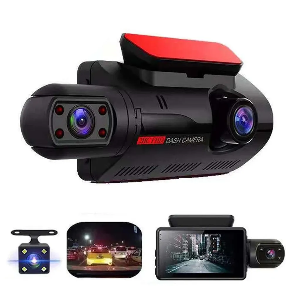 Car DVR Dual Camera Wide Angel Front and Rear Two Lens 3.0inch IPS BlackBox Car Driving Recorder Parking Monitoring Night Vision DashCam