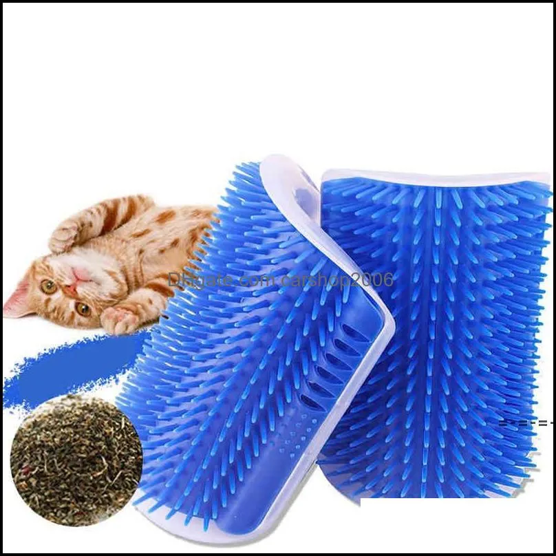 Outros suprimentos para animais de estimação Casa Jardim Canto Escova Pente Brinquedo para Gato Brinquedo Plástico Arranha Cerdas Arco Masr Higiene para Gatos Arranhador Banho Mas Blue Gra