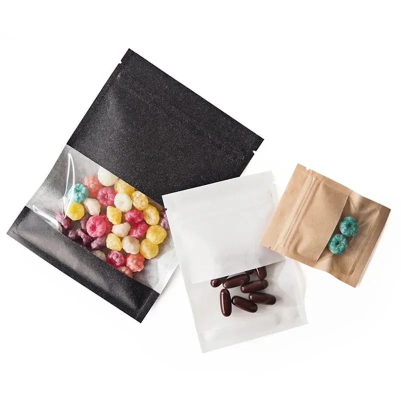 7x9cm 9x13cm 13x18cm Brown White Kraft Paper Bag Smell Proof Sample Bags Pouch for Dried Fruit Tea