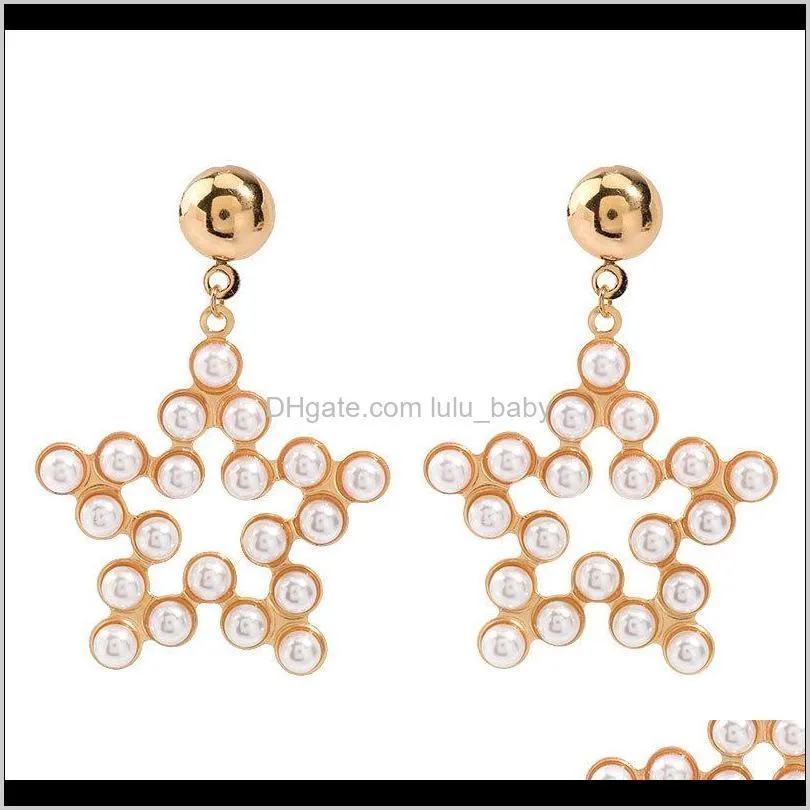 minimalist style alloy pearl five-pointed star earrings female personalized minimalist earrings korean temperament earrings