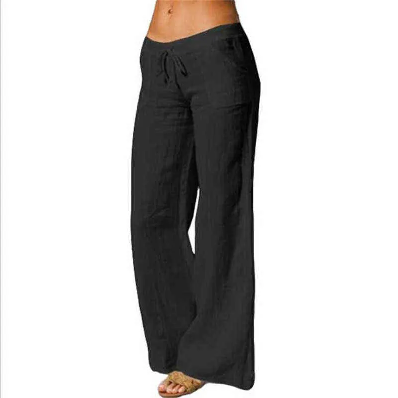 High Waist Cotton Linen Loose Cotton Yoga Pants With Wide Leg And Pocket  For Women Casual Fitness Trousers In Black, Plus Size H1221 From  Mengyang10, $11.19