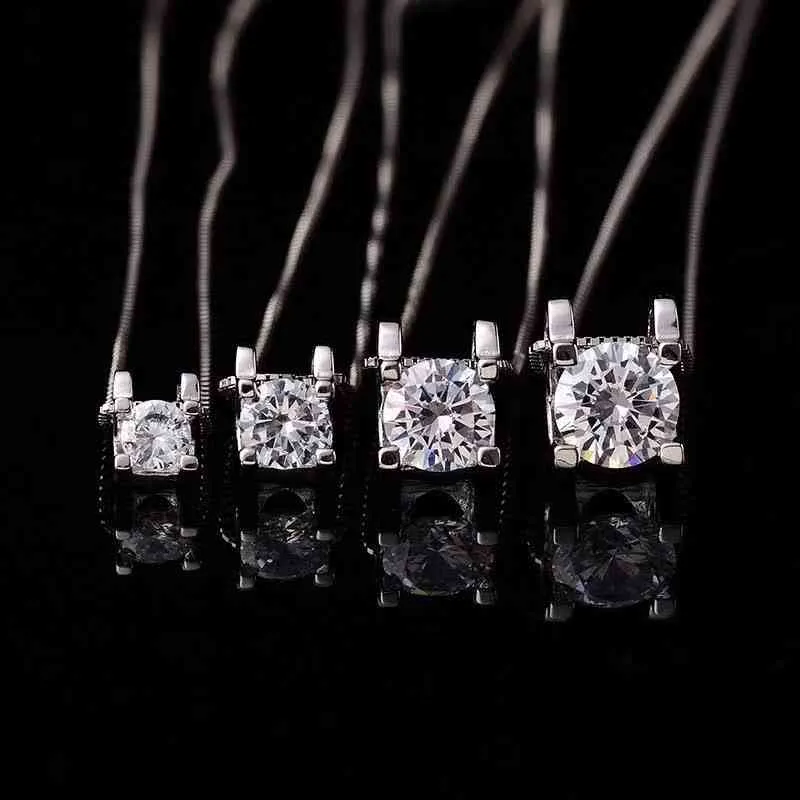 1ct-3ct Moissanite Pendant D Color Brilliant Round Cut S925 Sterling Silver Necklace for Women Classic Chain