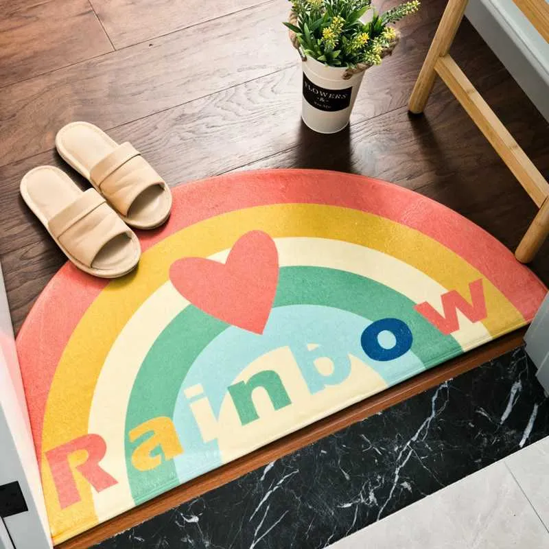 Regenboog deurmat antislip vloer mat cartoon kat keuken tapijt deurmat absorberende badkamer toegangshond voordeur mat woonkamer 210727