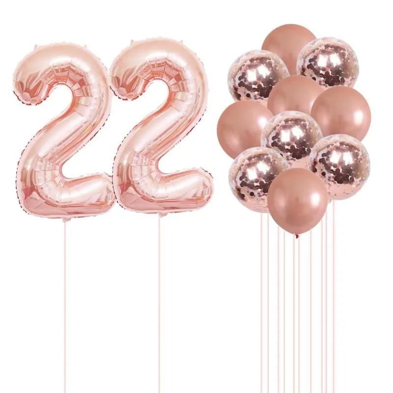 6 ballons 23 cm joyeux anniversaire 30 ans rose gold
