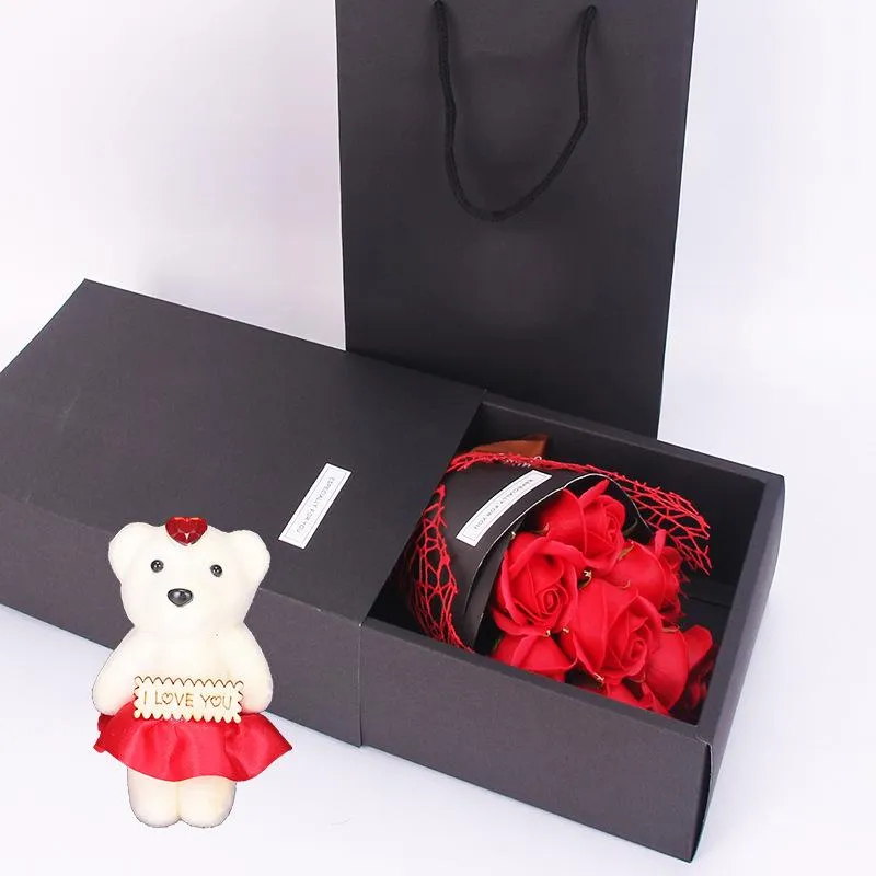 Dekorative Blumenkränze Valentinstagsgeschenke 7 Seifenblumenrose mit Geschenkboxen Geburtstag für Freundin, Frau, Jahrestag, Freundin, wir