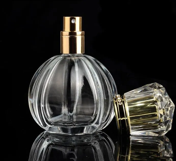 Bouteilles de parfum d'emballage vides Bouteille de pulvérisation de parfum en forme de citrouille vintage Atomiseur en verre de cristal rechargeable Brume fine 50 ml 1,7 oz