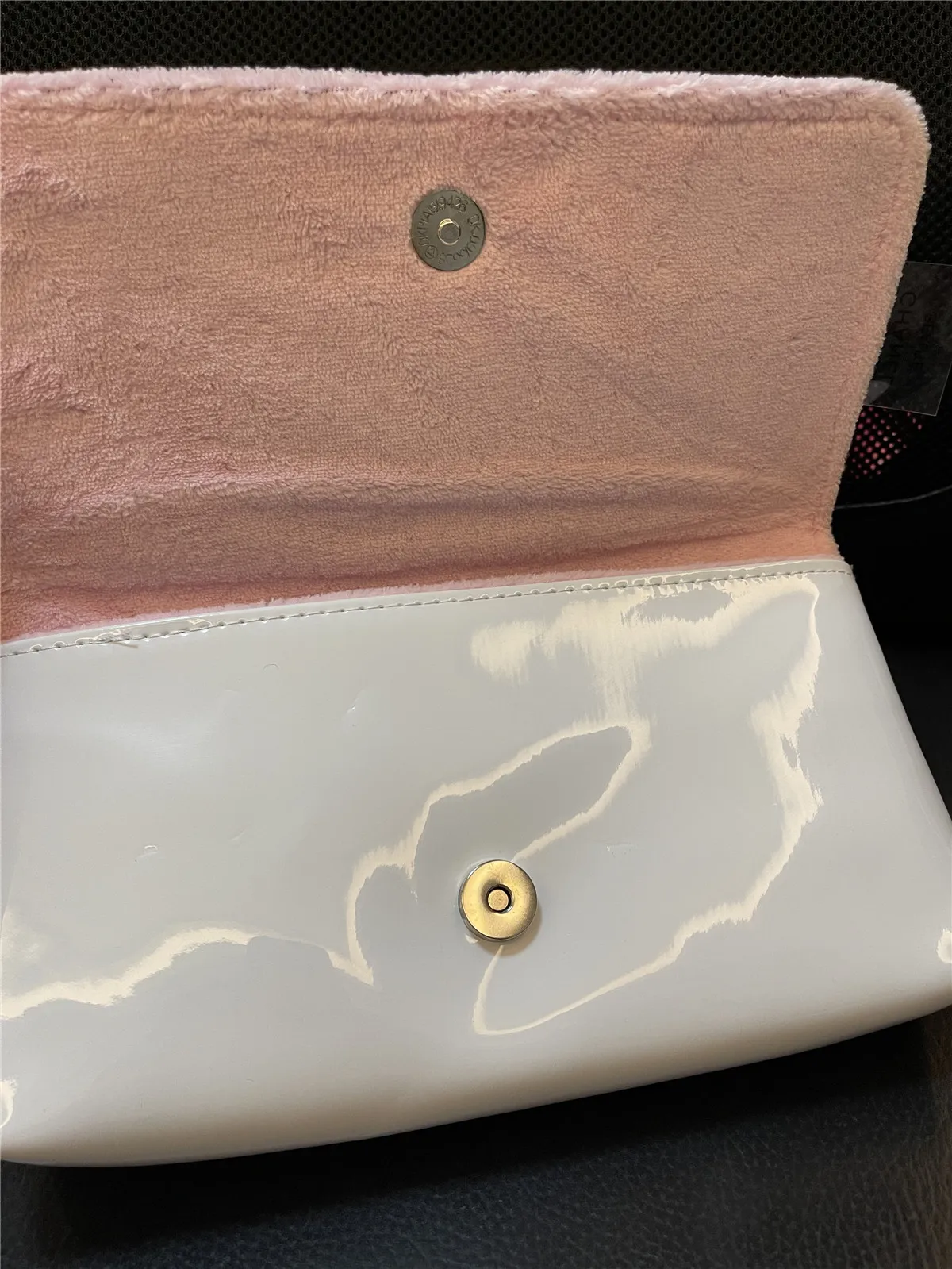 Borse per cosmetici in stile classico PU bianco e rosa Cappotto di vernice Borsa a catena Borsa da donna Custodia per trucco cosmetico Borsa regalo VIP295e