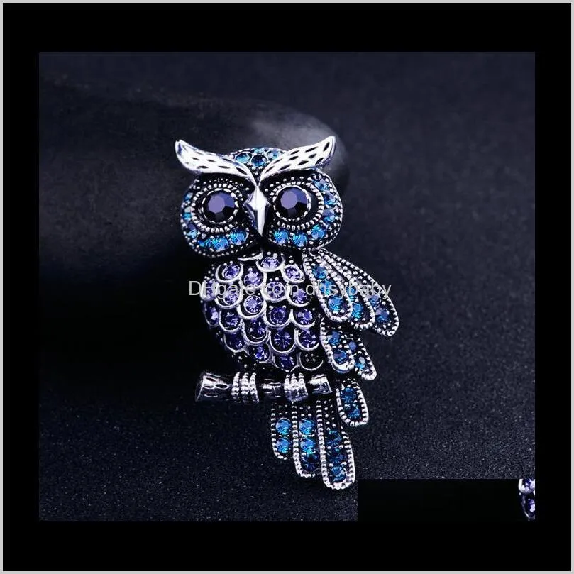 new fashion vision crystal owl pins brooches silver or bronze colors metal 5 colors for choice brooch pin ps2976