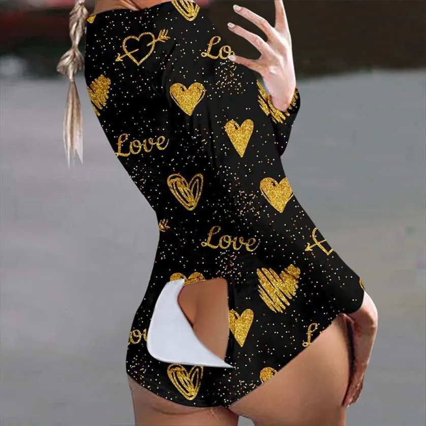 Coverall With Butt Flap Women Jumpsuit Onesie Sexy V Neck Bodycon