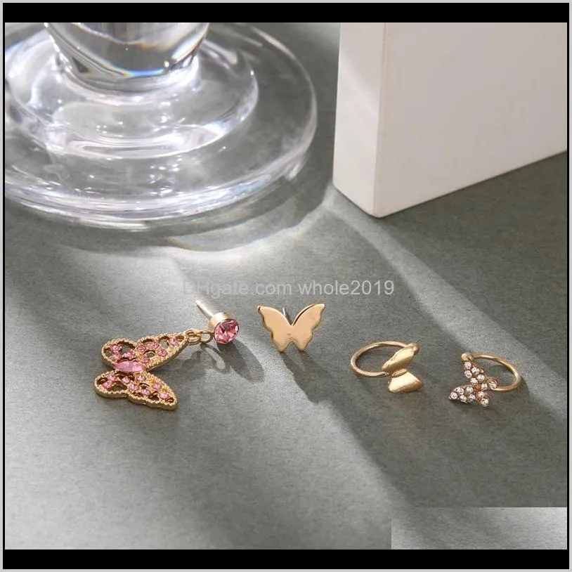 zovoli shiny minimalist butterfly stud earrings ear clip for women 2021 trendy rhinestone animal earrings jewelry gift