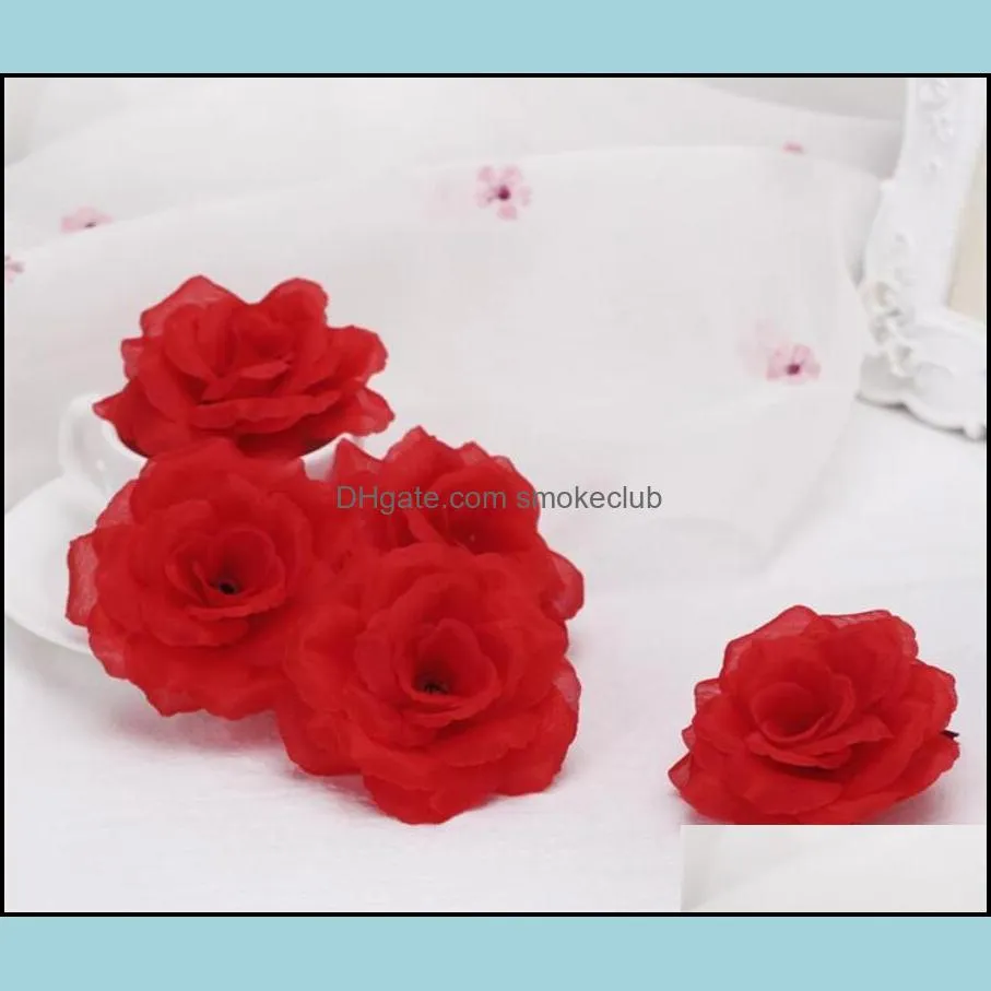 New Artificial Rose Flower Heads cloth Decorative Flowers Party Decoration Wedding Wall Flower Bouquet White Artificial Roses Bouquet