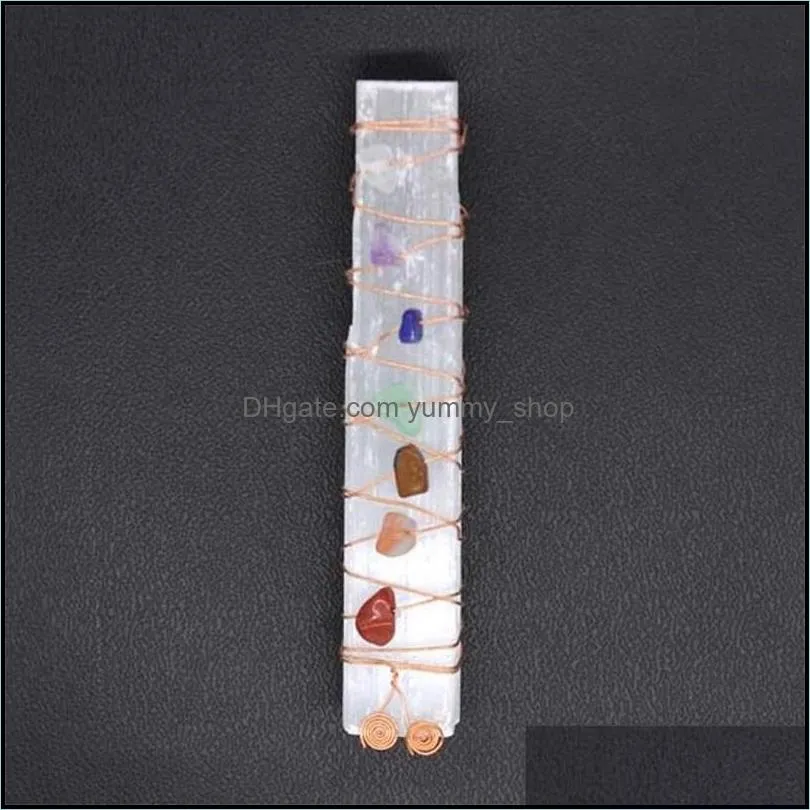 Seven Chakra Healing Crystals Stones Selenite Stick Wand For Yoga Meditation Spiritual Reiki Beads Wire Wrapped Heali Qylbcm Ezrdd 403