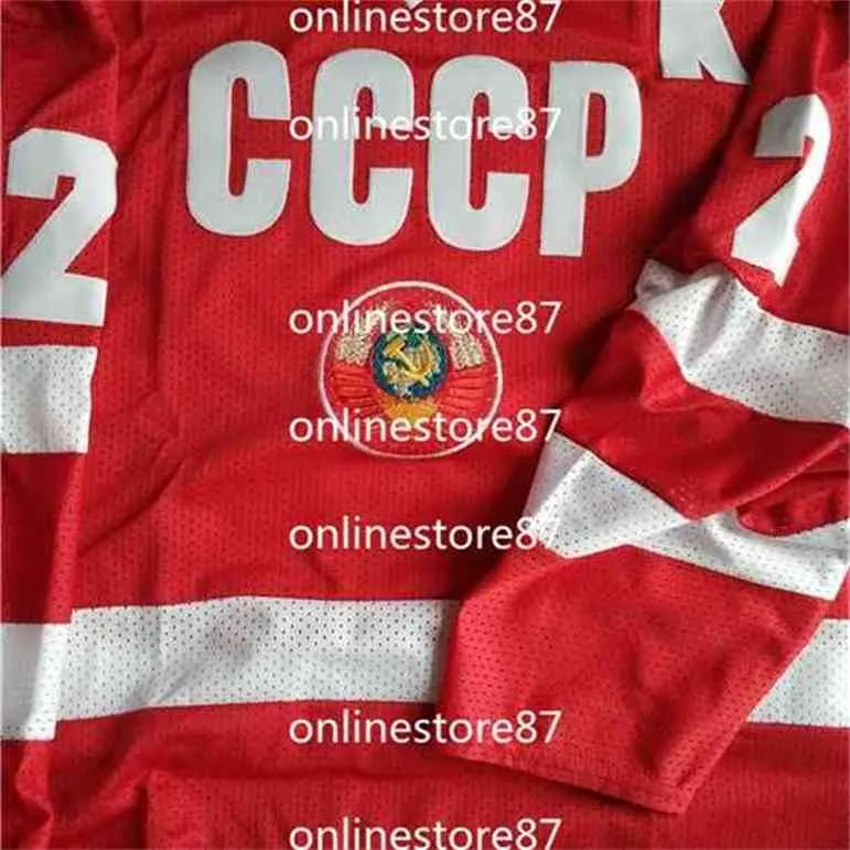 Vin402 Fetisov USSR CCCP Russische hockeytruien 20 Vladislav Tretiak 17 Kharlamov Replica Rusland geborduurde vintage jersey