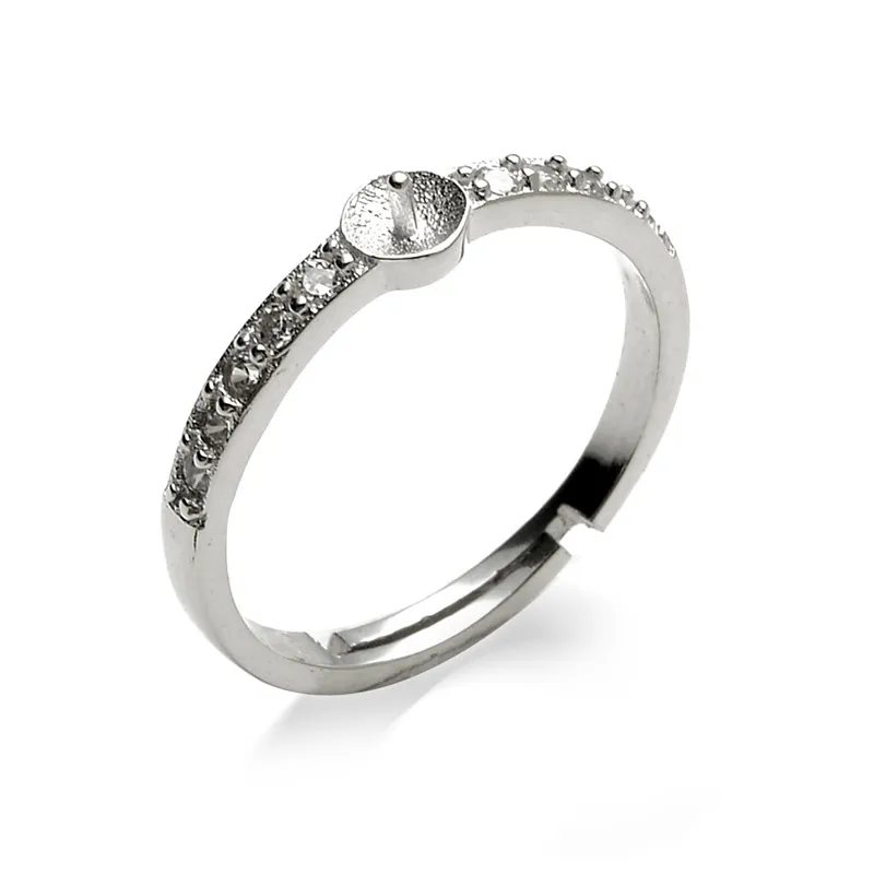 Configurações de anel 925 prata esterlina para mulheres meninas diy fazendo anéis de pérola montagem em branco 5 peças