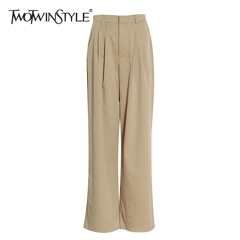 Pantaloni larghi casual a gamba larga Pantaloni a lunghezza intera in chiffon a vita alta femminile con moda donna primavera 210521