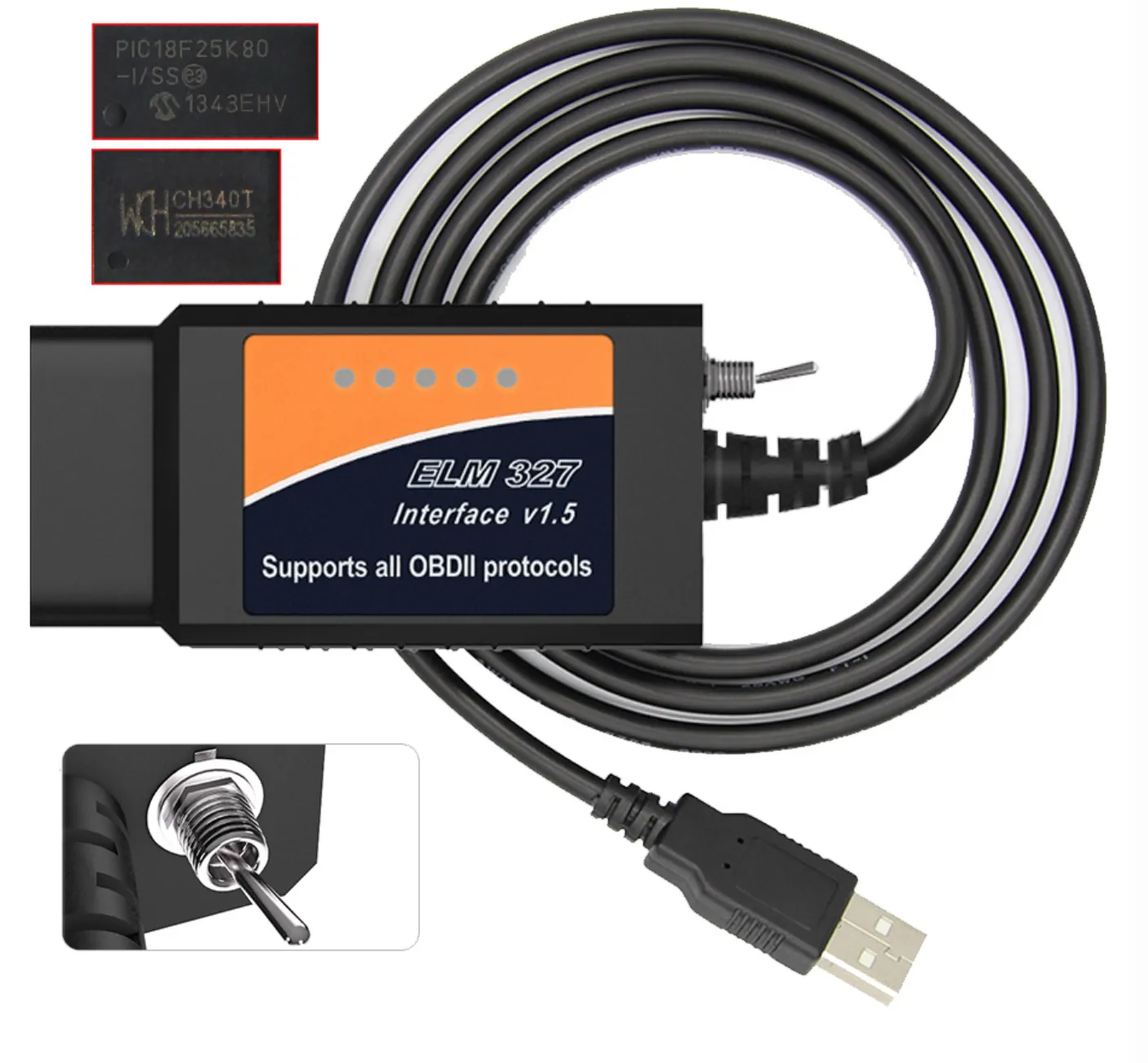 Kabel USB OBD ELM327 z przełącznikiem na FOCCCUS FORSCAN