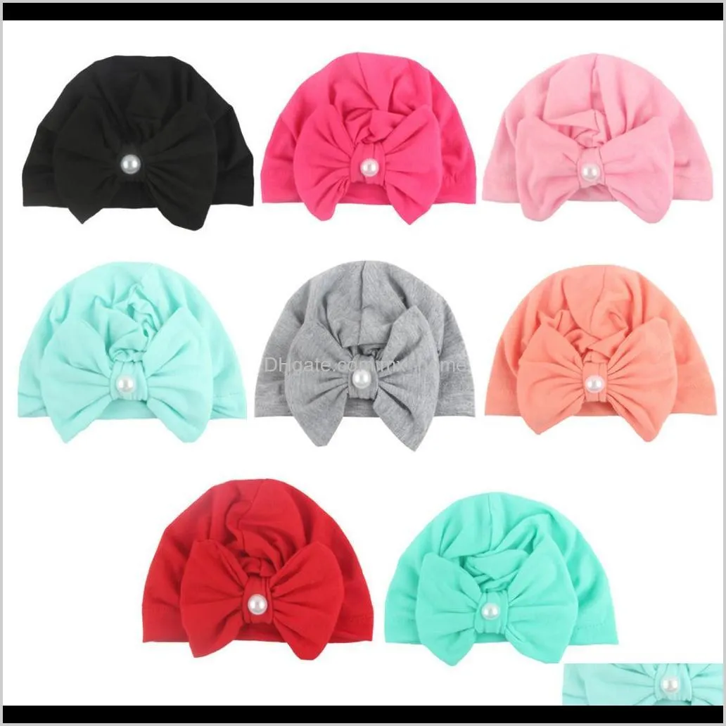 new type of children`s bow hat sticky bead cotton baby pullover cap baby products