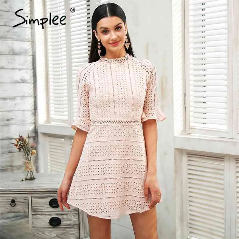 Elegant Hollow Out Lace Dress Women Half Sleeve Summer Style Midi White  Dress Spring Short Casual Dress Vestidos 210331 From Mu01, $14.88 |  DHgate.Com