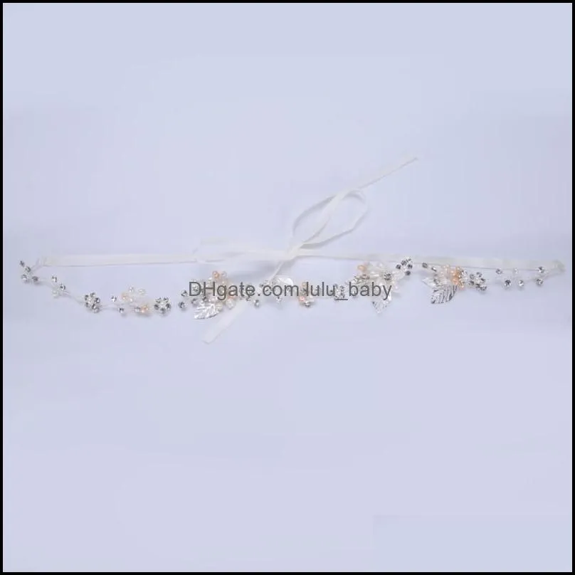 Hair Clips & Barrettes Ribbon Headband Metal Crystal Freshwater Pearl Hairband Wedding Ornament Bride Headdress Fashion Female Jewelry