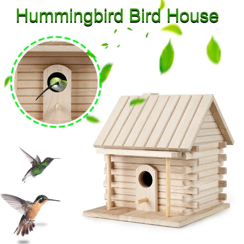 Bird Cages Cage Accessories Birdhouses For Outside Wooden House Nesting Box Hanging Nests Home Garden Decoration302r