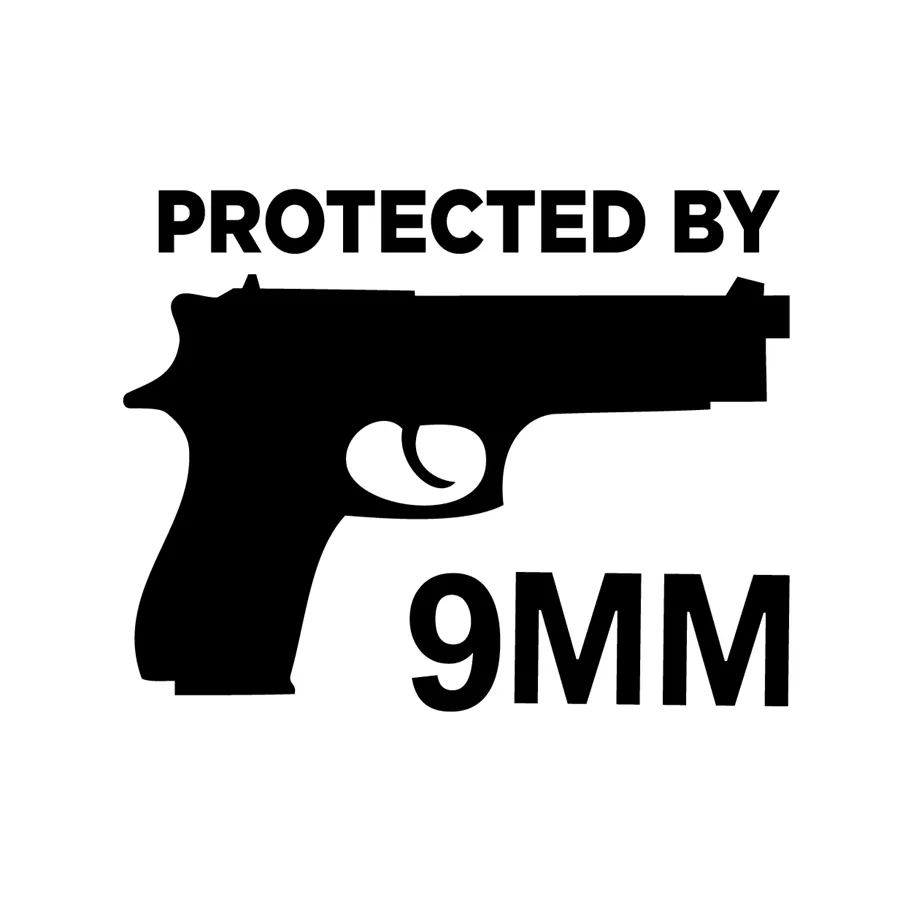 Protected By 9mm Vinyl Decal Sticker - Funny NRA Gun Ammo Graphic For Car Window Wall