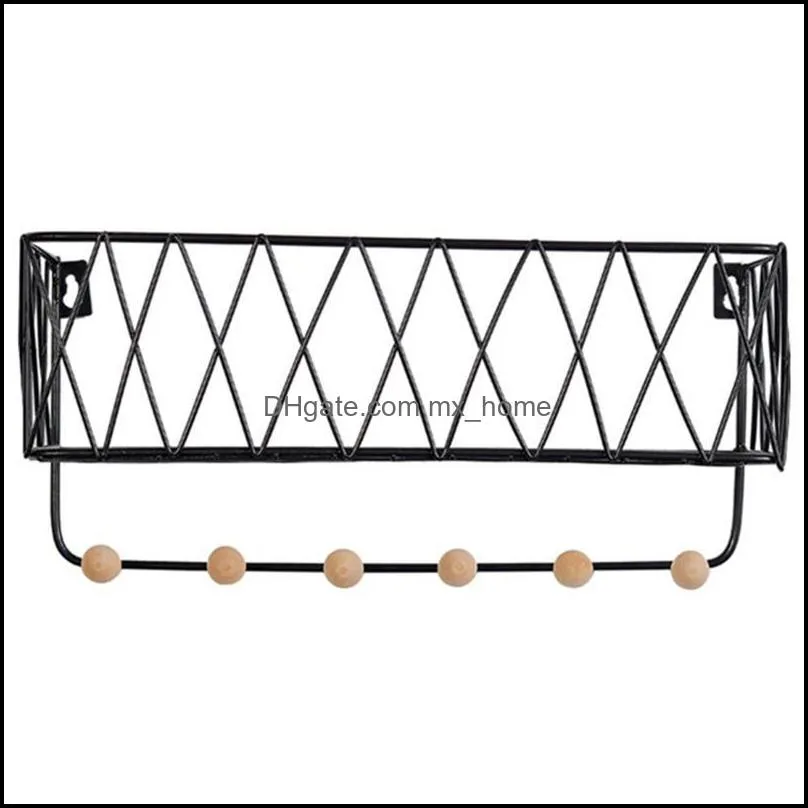 Creative Simple Nordic Wrought Iron Grid Wall Shelf Ornaments Home Wall Hook Mounted Storage Rack Decoration Housekeeper