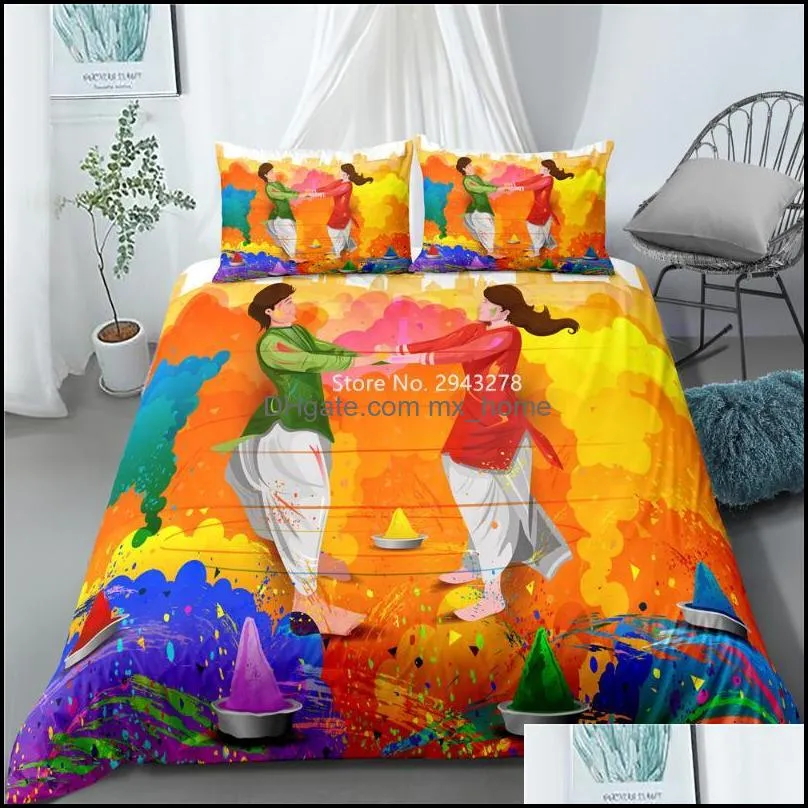 Adult Bedroom Decoration Home Textile Colorful Art Series Pattern Bedding Set Fashion Duvet Bed Cover Pillowcase Color Printing Sets