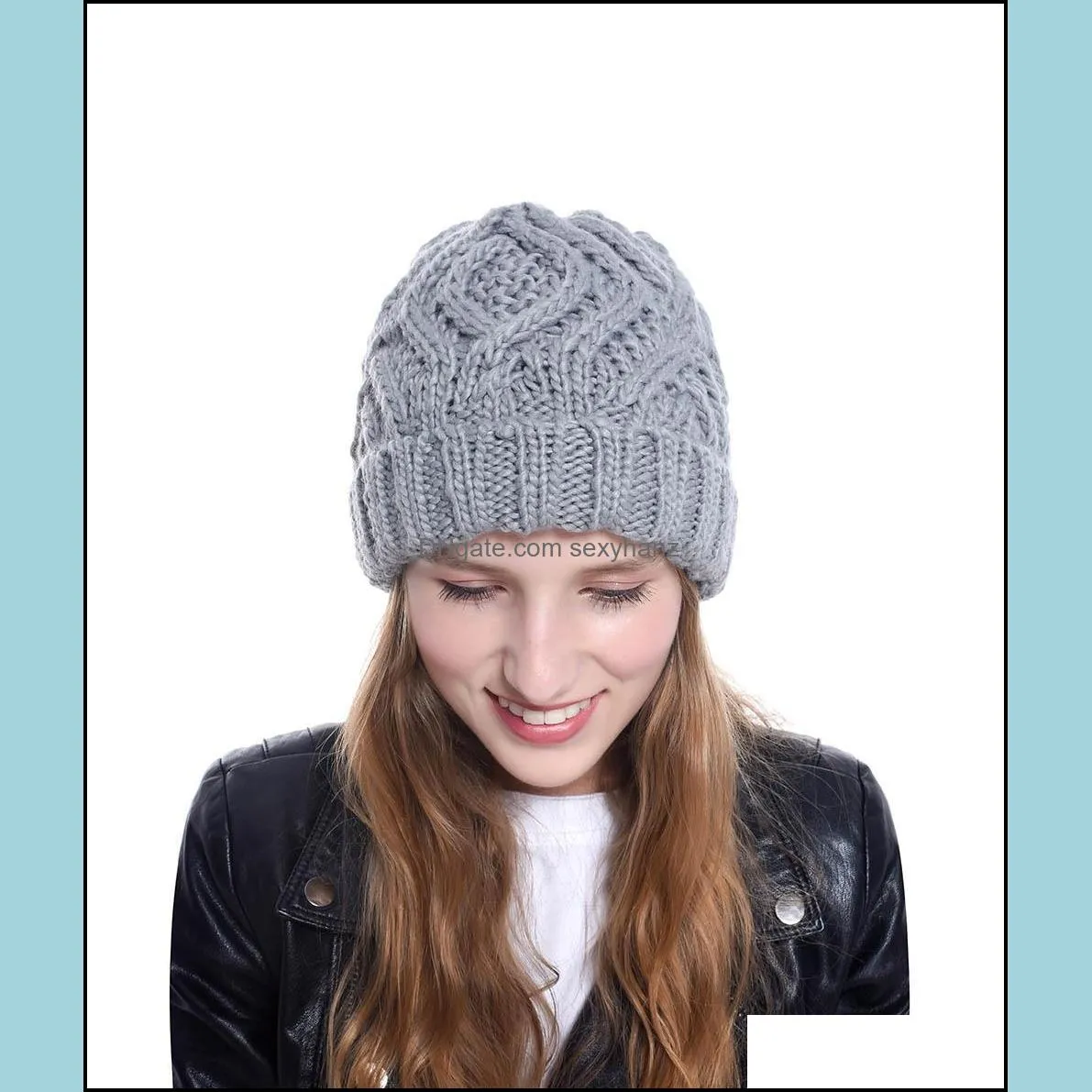 Winter Women Hat New Autumn Handmade Female Warm Cap Knitted Beanie Woman Bonnet Femme Chunky Thick Stretchy Hats GWF11285