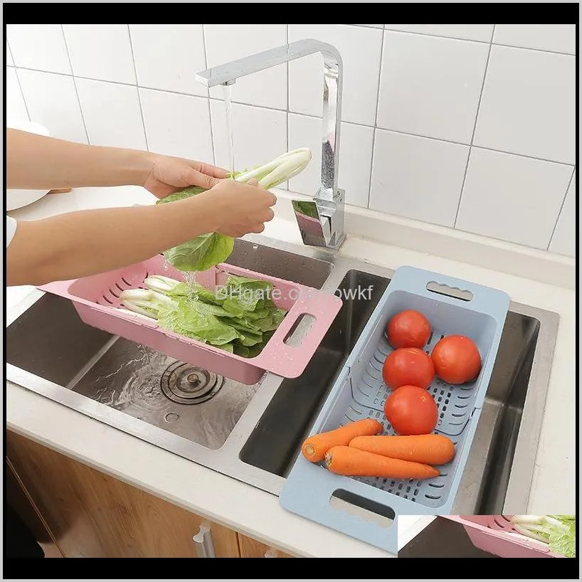 adjustable dish drainer sink drain basket washing vegetable fruit plastic drying rack kitchen accessories organizer