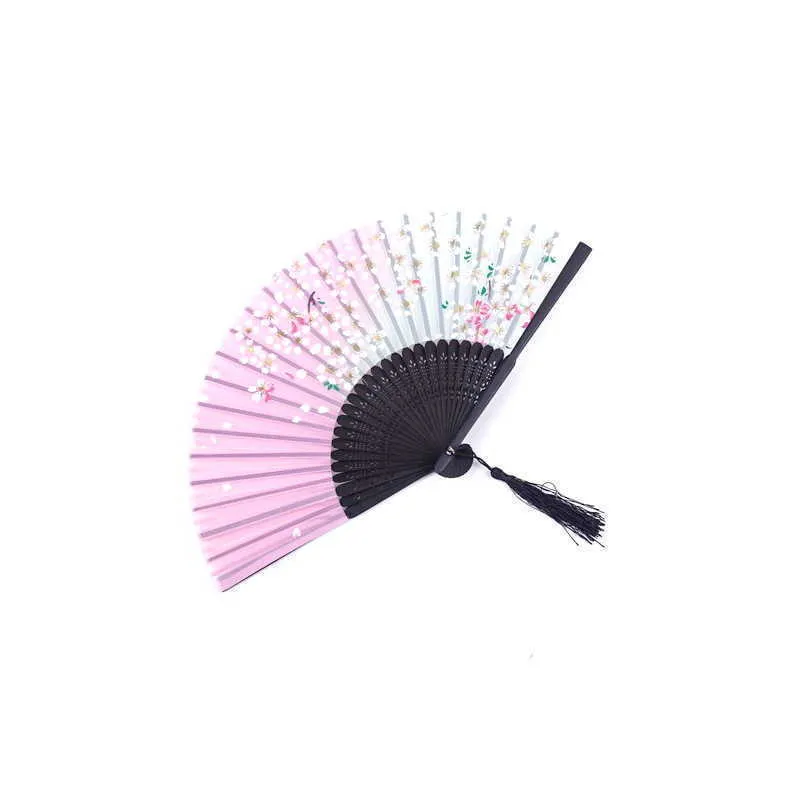 Summer Vintage Folding Bamboo Fan for Party Favor Chinese Style Hand Held Flower Fans Dance Wedding Decor