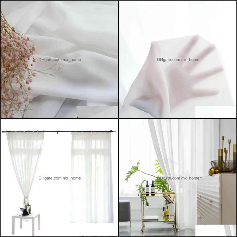 Curtain White Tule s For Living Room Decoration Modern Chiffon Solid Sheer Voile Kitchen J0727