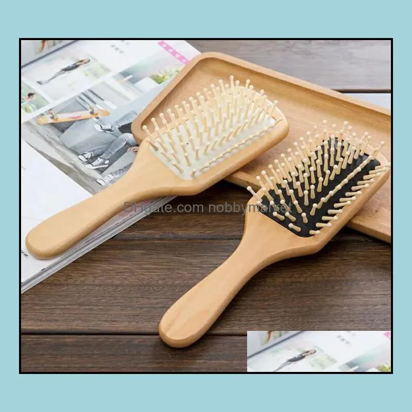 Massage Comb Paddle Brush Antistatic static Natural Wooden Hairbrush Scalp Health Care