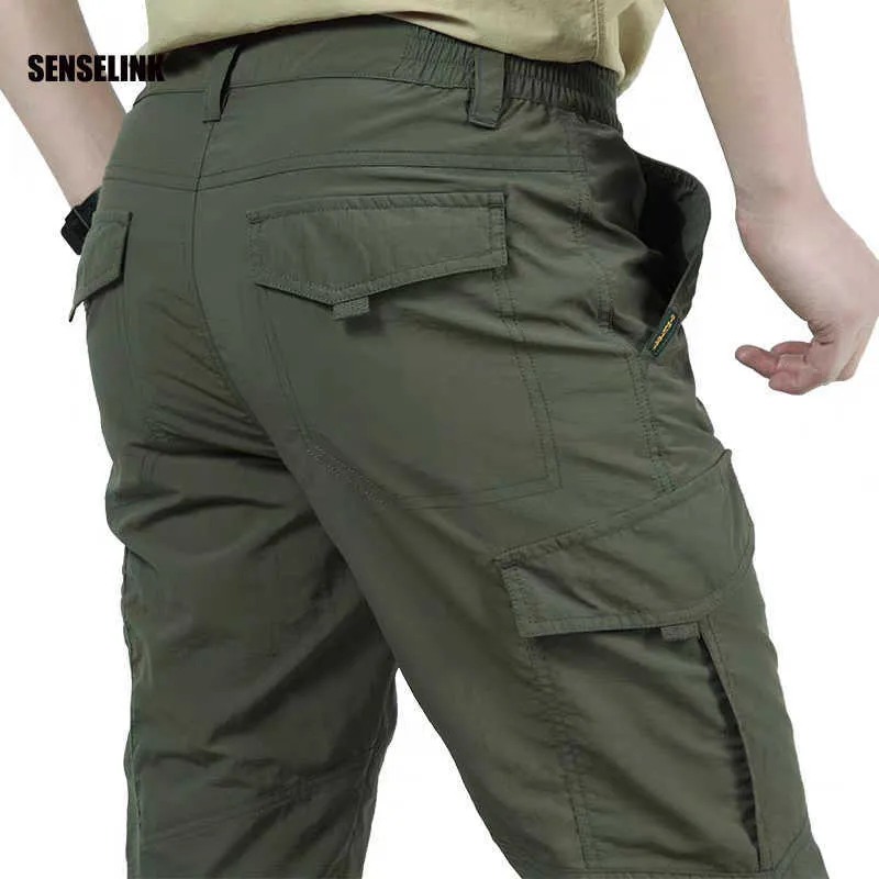 Hommes léger tactique multi-poches extérieur Cargo pantalon respirant décontracté armée militaire mâle étanche séchage rapide pantalon 210616