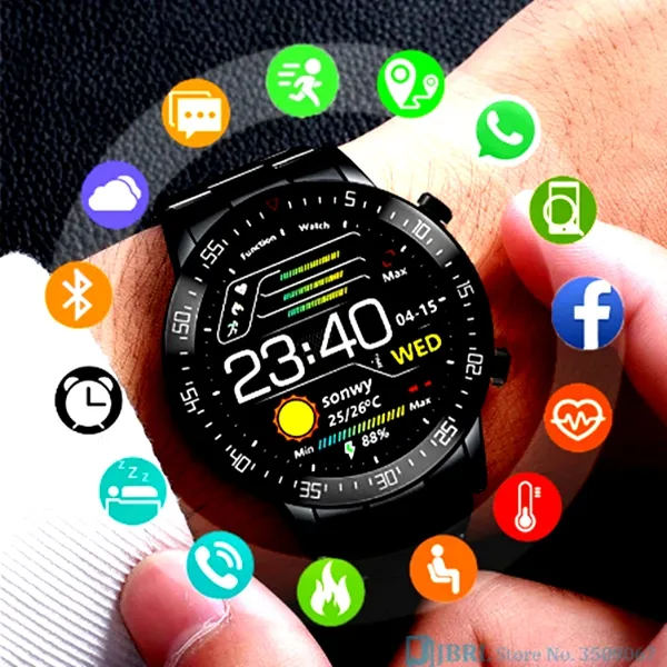 2021 Top Business Smart Watch Men Hombre SmartWatch Electronics Clock para Android iOS Fitness Tracker Full Bluetooth Smart-Watch