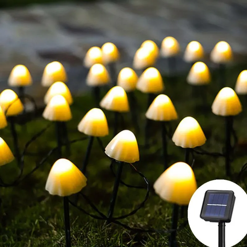 Saiten Solar LED Licht Outdoor Pilz Garten Dekoration Lichter IP66 Wasserdichte Girlande Möbel Dekor Zellenfee