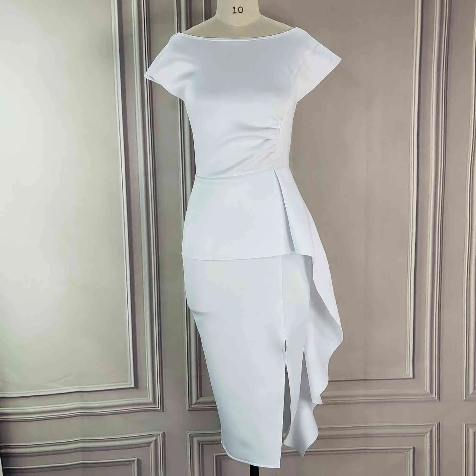asos design peplum pencil midi dress with tuck detail ASOS DESIGN Tall one shoulder tucked peplum pencil midi dress