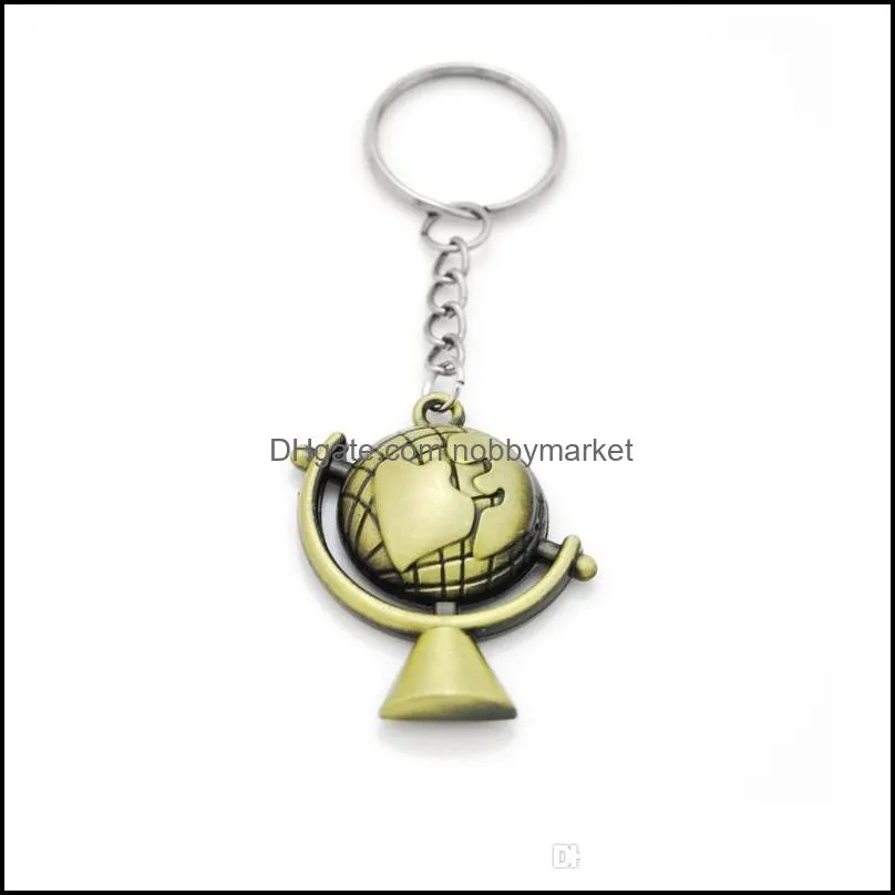 Nyckelringar Smycken Original Världskarta Hållare Vintage Globe Pendant Keychain Presentanvändning Äventyrare Nyckelringar Keyring Drop Leverans 2021 2Y45V