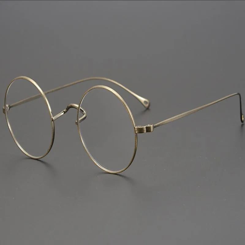 Mode lunettes de soleil cadres cadre rond ultra-léger pur titane lunettes Vintage hommes japonais à la main myopie lunettes Prescription optique