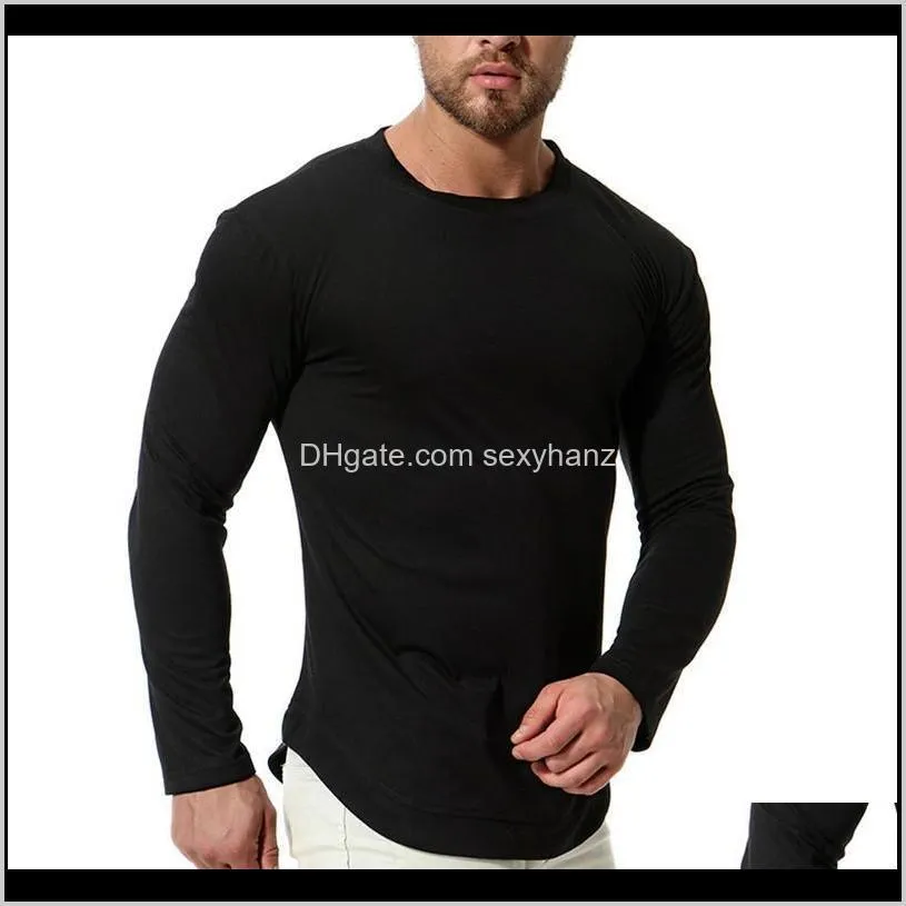 nice new men round neck long-sleeved t-shirts men casual cotton solid color t-shirt bottoming shirt for autumn