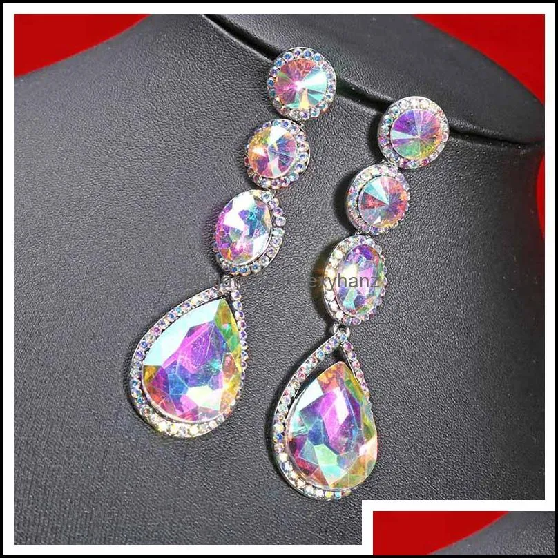 Mecresh Design AB Crystal Drop Earrings for Women Statement Teardrop Summer Long Dangle Earrings 2020 Fashion Jewelry MEH15811 843 R2